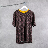 Fendi Kaos FENDI FF MONOGRAM SIGNATURE BLACK BROWN TSHIRT 100% ORIGINAL