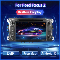 2 Din GPS Android 10 Car Radio DVD For Ford Focus 2 II MK2 Mondeo S-MAX C-MAX Galaxy Fiesta Transit Connect Multimedia Carplay