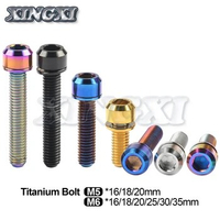 Xingxi Titanium Bolt M5/M6x16 18 20 25 30 35mm With Washer For Bicycle Srew Disc Brake Stem Clamp Bike Accessories Fasteners