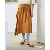 【gozo】絨面不對稱造型裙(中咖)