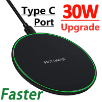 “”{} 30W Wireless Charger Pad สำหรับ 14 13 12 11 Pro XS X XR 8 Induction Type C Fast Charging Pad สำหรับ Samsung S22 S21 S20 Xiaomi