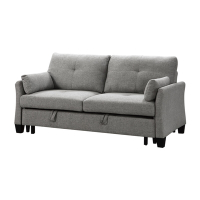 文創集 藍海淺灰可拆洗棉麻布拉合式沙發椅/沙發床-186x90x95cm免組