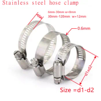 2-10pcs 6mm to 108mm 304 Stainless Steel Adjustable Drive Hose Clamp Fuel Line Worm Size Clip Hoop Hose Clamp