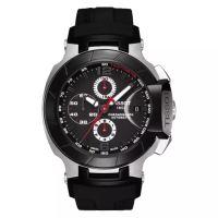TISSOT Jam Tangan Pria TISSOT T-RACE T048.427.27.057.00 Automatic Chronograph Black Dial Black Rubbe