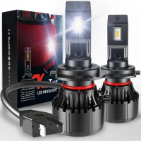 2Pcs H7 Socket Base LED Car Headlight 100W High Power Turbo Bulb 6000K 14000LM Chip Mini Led Light Plug &amp; Play Wiress with Fan