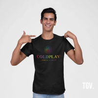 Thegoodvibesinc Kaos Band Coldplay - Adventure of life time Black  T-Shirt Lokal Fit O-neck Size S-X