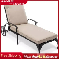 Outdoor chaise lounge chair, with Cast Aluminum Waterproof Lounger with Wheels , Outdoor chaise lounge chair