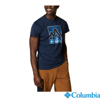 Columbia 哥倫比亞 男款- UPF30涼感快排LOGO短袖上衣-深藍 UAE64630NY