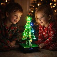 Phòng nghỉ vui vẻ Đèn LED đỏ xanh vàng Đồ chơi cây thông Noel LED nhấp nháy 3 màu / 7 màu Bộ dụng cụ