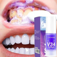 V34 Teeth Whitening Toothpaste Remove Stains Yellowing Oral Hygiene Cleaning Dental Bleaching Tools Fresh Breath Dentistry Care