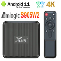 X98Q TV Box Android 11 Amlogic S905W2 2GB 16GB Support H.265 AV1 Wifi HDR 10+ Media Player Set Top Box VS X98 MINI