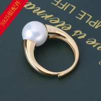 DIY珍珠配件S925純銀K金工藝精工豪華戒指托指環調節戒托空托飾品