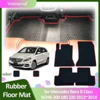 Rubber Floor Mat for Mercedes Benz B Class W246 200 180 220 2012~2018 Foot Interior Liner Carpet Waterproof Custom Accessories
