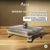 Asta Wadah Makanan Stainless Panci Prasmanan Chafing Dish Tutup Kaca Food Grade