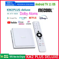 2024 Newest Mecool KM2 Plus Deluxe 4GB DDR4 32GB Android 11 Google Certified Netflix 4K ATV BOX WiFi 6 Dolby Atmos Audio TV BOX
