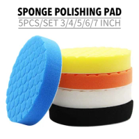 5Pcs Car Polishing Sponge Pads Kit Foam Pad Buffer Polishing Machine Wax Pads for Auto Motorcycle motor vehicle Removes Scratche