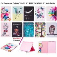 New Arrival painting Book Case Cover For Samsung Galaxy Tab S3 9.7 T820 T825 T829 9.7 inch Tablet stand cover case + Stylus Pen