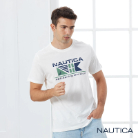 【NAUTICA】男裝品牌LOGO旗語純棉短袖T恤(白)