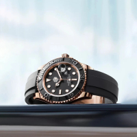 【DIDUN】DIDUN 迪頓 Yacht-Master 遊艇款 橡膠機械錶 日期顯示 夜光指針 金框/玫框矽膠 星辰 英國品牌
