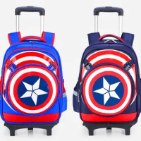 kids wheeled backpack for boys school bag with wheels Children School trolley bags travel luggage School Rolling backpack Bags