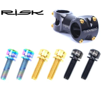 RISK 6pcs M5x18/20 Mountain Road Bike Handlebar Stem Fixing Bolts Bicycle Washers Titanium Alloy Front Fork Fixed Screws