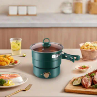 Electric Split Cooking Pot Electric Hot Pot for Dormitory Household Travel
