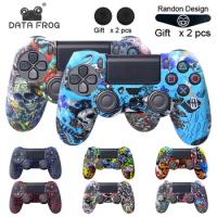 DATA FROG Silicone Camo Case For Playstation 4 Protective Skin Controller Gamepad Cap For PS4/Pro/Slim Joystick Accessories 2023