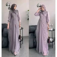 Gamis Kinar Gamis Brukat Dress Muslim Wanita mauve One Size