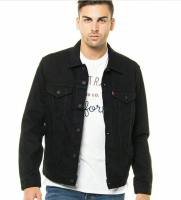 JAKET JEANS PRIA POLOS HITAM