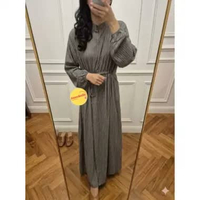Gamis wanita rayon nyaman lembut lengan panjang motif garis vertikal busui friendly -Rima Dress by S
