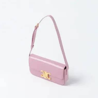 Tas CELINE TRIOMPHE GHW ROSE PINK LEATHER SHOULDER BAG 100% ORIGINAL 20X3X10CM