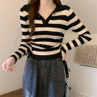 Sweater Polo  Wanita - Model Terbaru Atasan Knitwear   Crop Baju cardigan  korea regular zizi hitam 