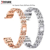 YOOSIDE 20mm Quick Fit Crystal Bling Stainless Steel Metal Small /Large Watch Band Strap for Garmin Fenix 5S/5S Plus Wristband