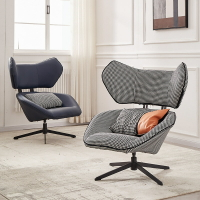沙發 懶人沙發 意大利設計皮布單人沙發椅客廳輕奢北歐風可旋轉靠背懶人休閑椅子