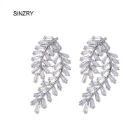 SINZRY CZ jewelry Clear white cubic zirconia stone trendy leaf earrings fashionable tud earrings for women