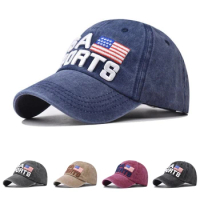 5 Colors Embroidery USA Wash Vintage Baseball Cap Versatile Soft Top Cap Fashionable Sunscreen Hat for Men and Women