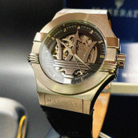 【MASERATI 瑪莎拉蒂】MASERATI手錶型號R8821108031(黑色錶面銀錶殼深黑色真皮皮革錶帶款)