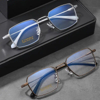 Large Size Titanium Glasses Frame Men Big Face Ultralight Polygonal Eyeglass Frame Men's Optical Eye