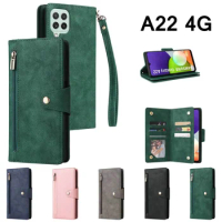 For Samsung Galaxy A22s 5G A22 Luxury Leather Zipper Case Retro Skin Holder Flip Cover For Samsung A22 5G A 22 Wallet Book Bags