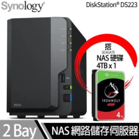 Synology群暉科技 DS223 NAS 搭 Seagate IronWolf 4TB NAS專用硬碟 x 1