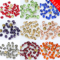 288/36p ss30 Round color pointed Foiled back shiny Glass stone Nail art diamond jewelry making beads crystal rhinestone supplier