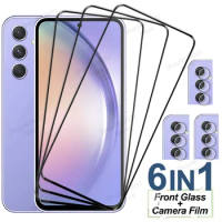 6in1 Full Cover Tempered Glass For Samsung A54 A13 A52 A53 5G A12 A52S A34 A50 HD Screen Protector For Galaxy A70 A32 A33 A14