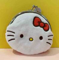 【震撼精品百貨】Hello Kitty 凱蒂貓~三麗鷗 KITTY珠扣零錢包-絨毛#61117