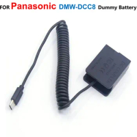DMW-DCC8 BLC12 DC Coupler Fake Battery USB C PD Cable For Panasonic DMC-G6 G7 GX8 G80 G81 G85 FZ300 FZH1 FZ1000 FZ2000 FZ2500