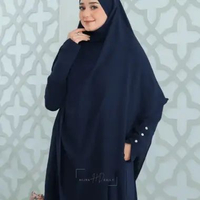 HIJRA STORIES - Gamis Set Hijab Umrah Haji Set Abaya MEDINA French Khimar Syari [FREE GIFT] navy,Fre