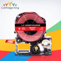 White on Red SD6RW LC-2RWP 6mm Label Tape for Epson King Jim TepraPro C410 LW-400 LW-400L LW-K400L Label Printer Ribbon Stickers