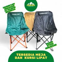 (Dikirim dari Makassar)Kursi Lipat Bulat Model K02 Trailtop dan Meja Estetik untuk Furnitur Ruang Tu