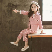 女童秋裝套裝新款兒童裝韓版西服中大童洋氣西裝時髦兩件套潮1入