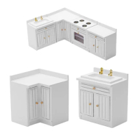 1 Piece Dollhouse Kitchen Furniture Or 4 Pieces Dollhouse Kitchen Furniture Cabinet Combined Miniature Wash Basin Model