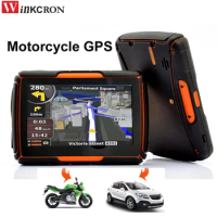 4.3 Inch Car Motorcycle GPS Navigation IPX67 Waterproof dustproof/ shockproof Bluetooth FM AVIN Built in 8GB With iGo GPS Map